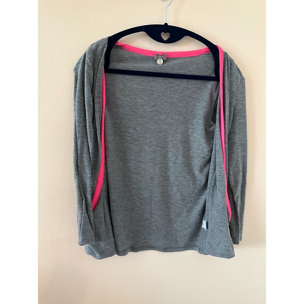 Poof! Girls Lightweight Grey Open Front Cardigan Size Small GUC